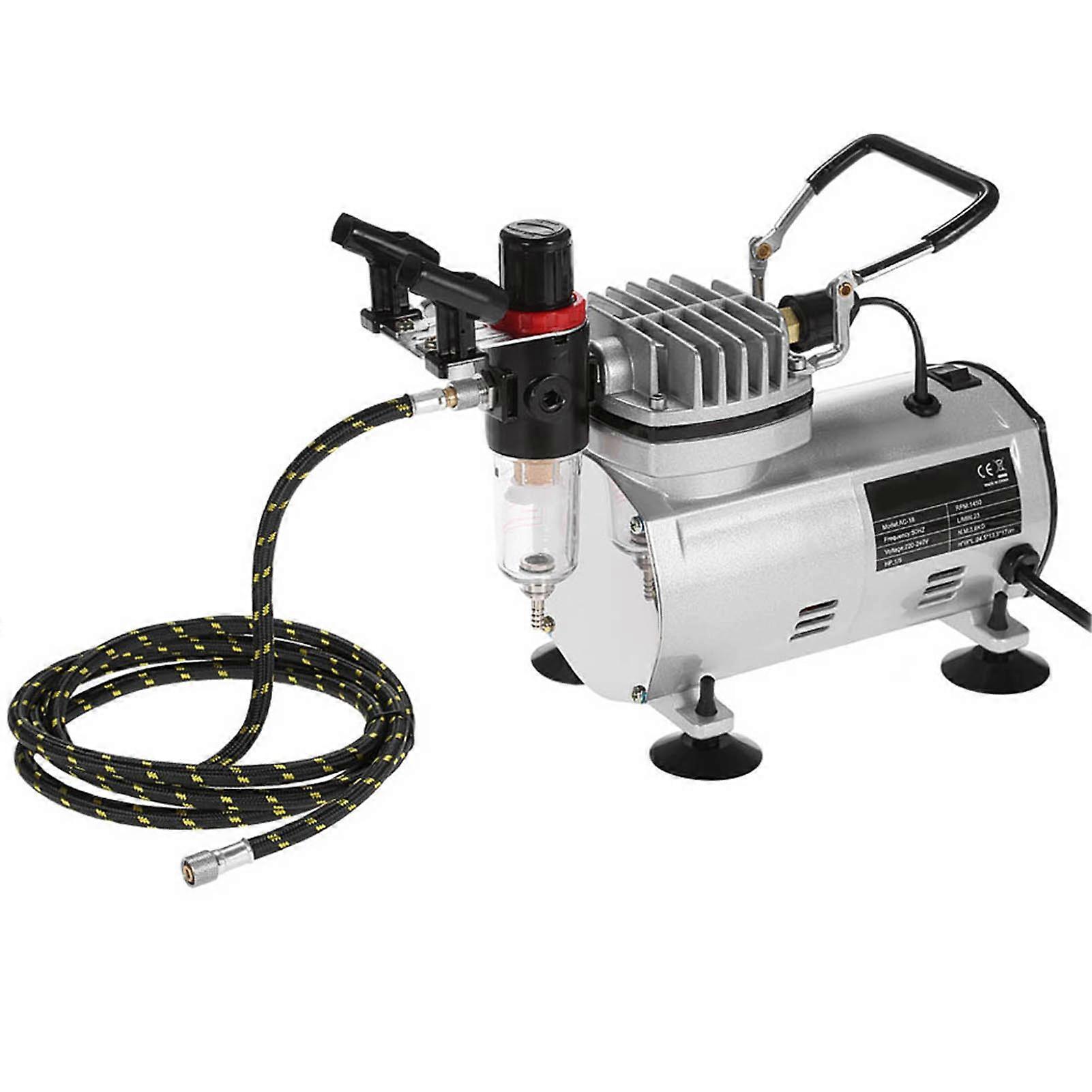 Multi Airbrush Kit with Compressor, 3 Brushes, Silver, 24.5x13.5x17cm