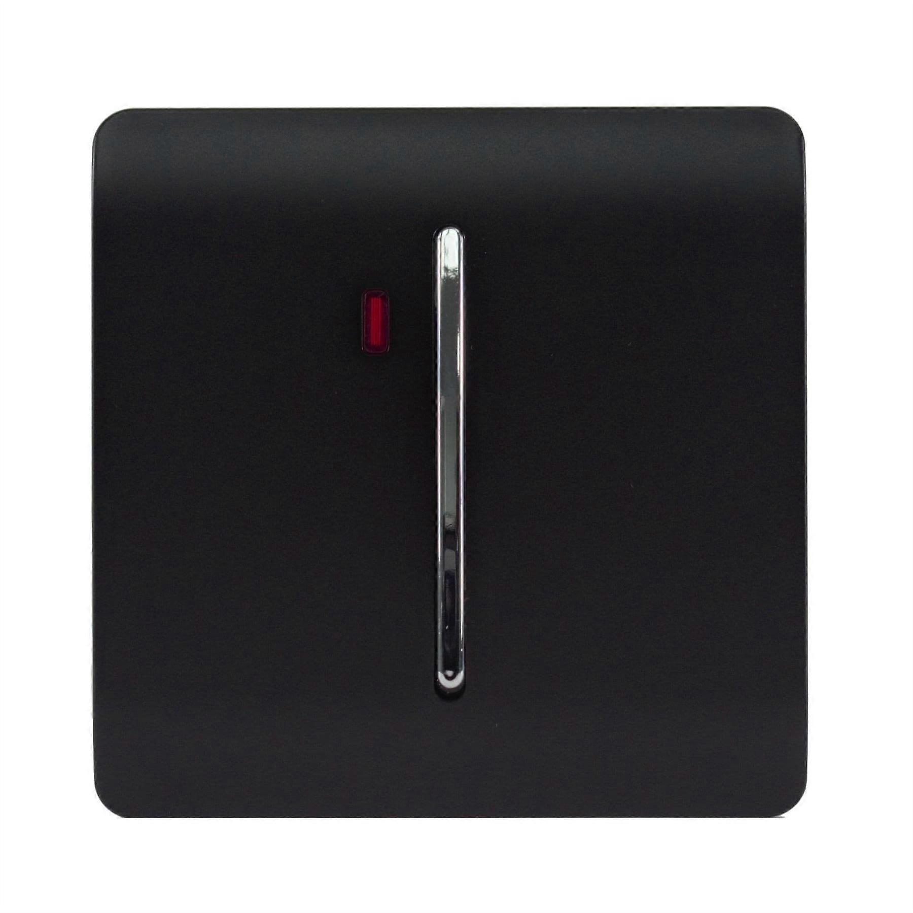 Trendi  45 A Cooker Light Switch & Neon Insert Matt Black Soft Touch