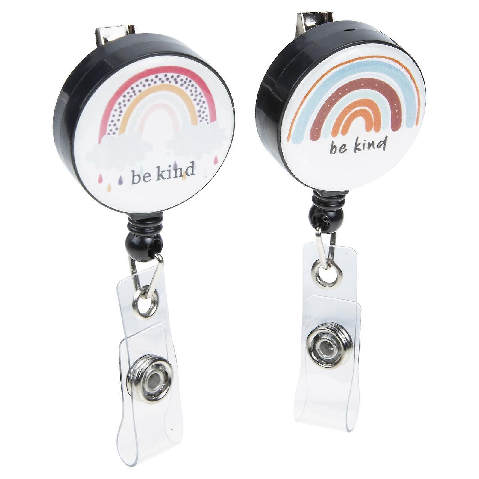 Retractable Badge Reels Nurse Badge Reels Holder with 2Pcs Rainbow Colors