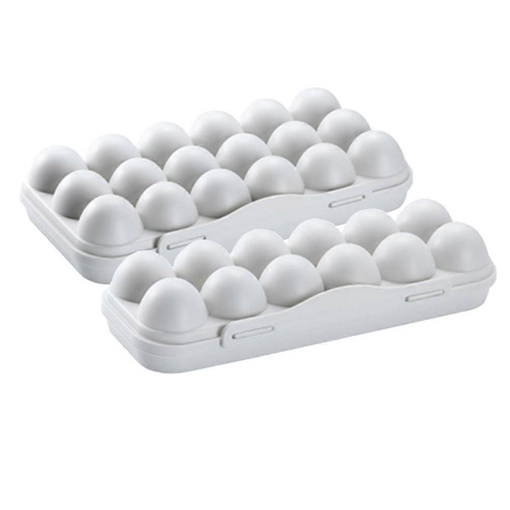 Egg Tray Refrigerator Rectangular Kitchen Use Plastic Grey Stackable 2Pcs