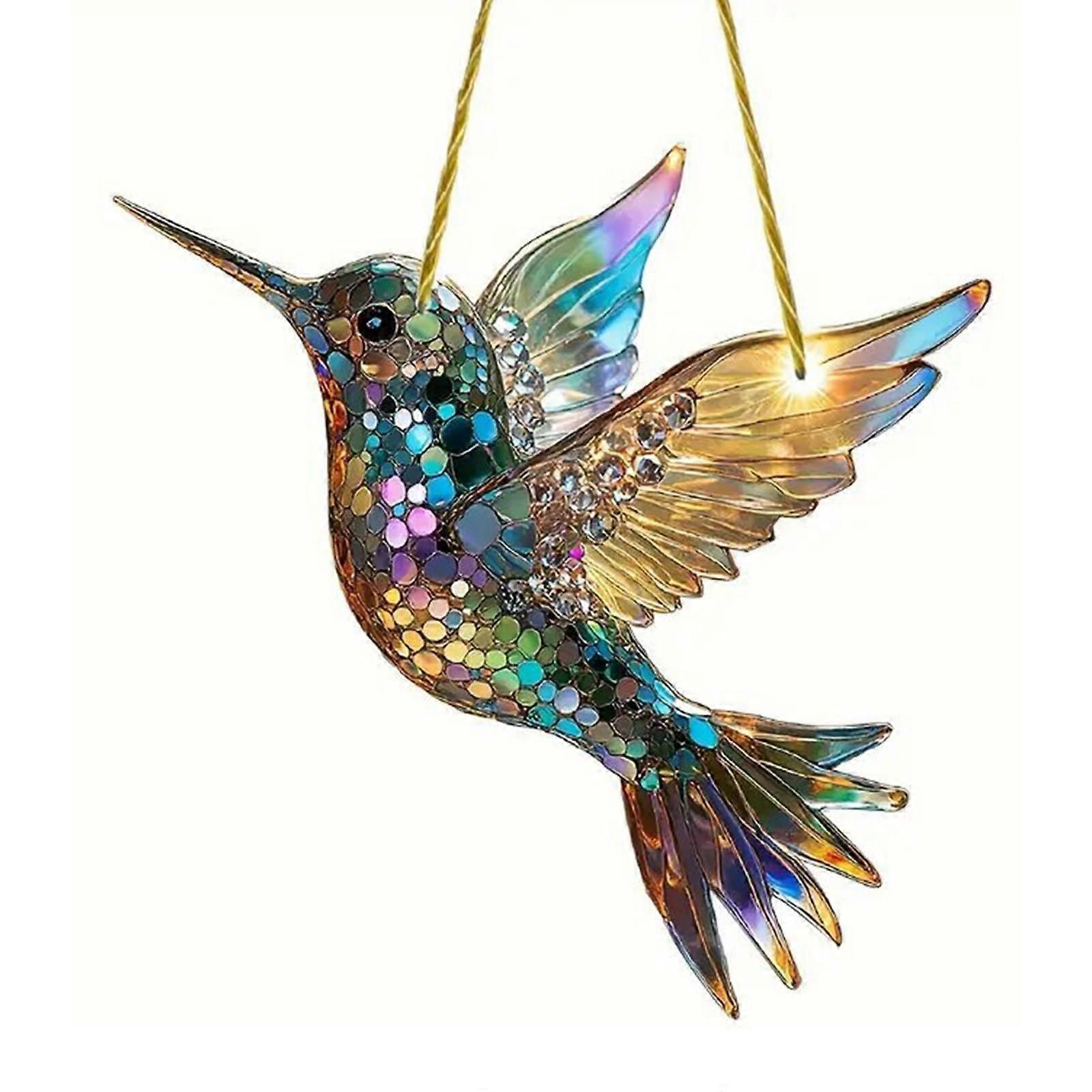 Elegant 2D Flat Acrylic Bird Pendant for Car Rear View Mirror and Window Decor, Crystal Design, Medium Size, Style B