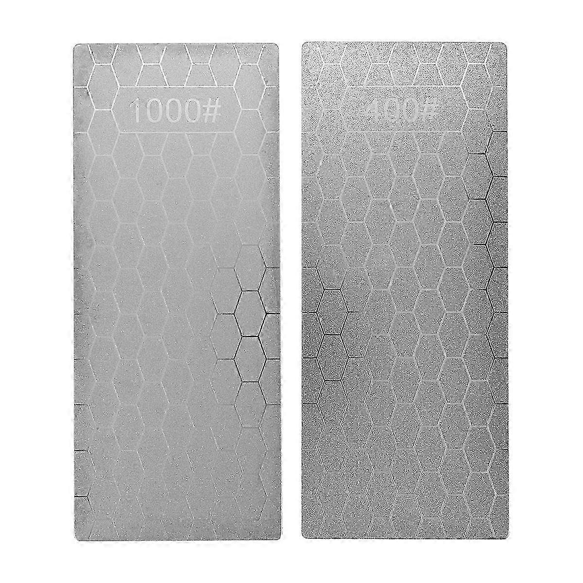 2PCS Diamond Sharpening Stone, Whetstone Honeycomb Surface Diamond Sharpener Plate with Non-Slip Base(400/1000 Grit)