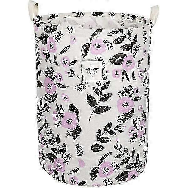 British Style Foldable Laundry Basket - Waterproof Round Cotton Lin...