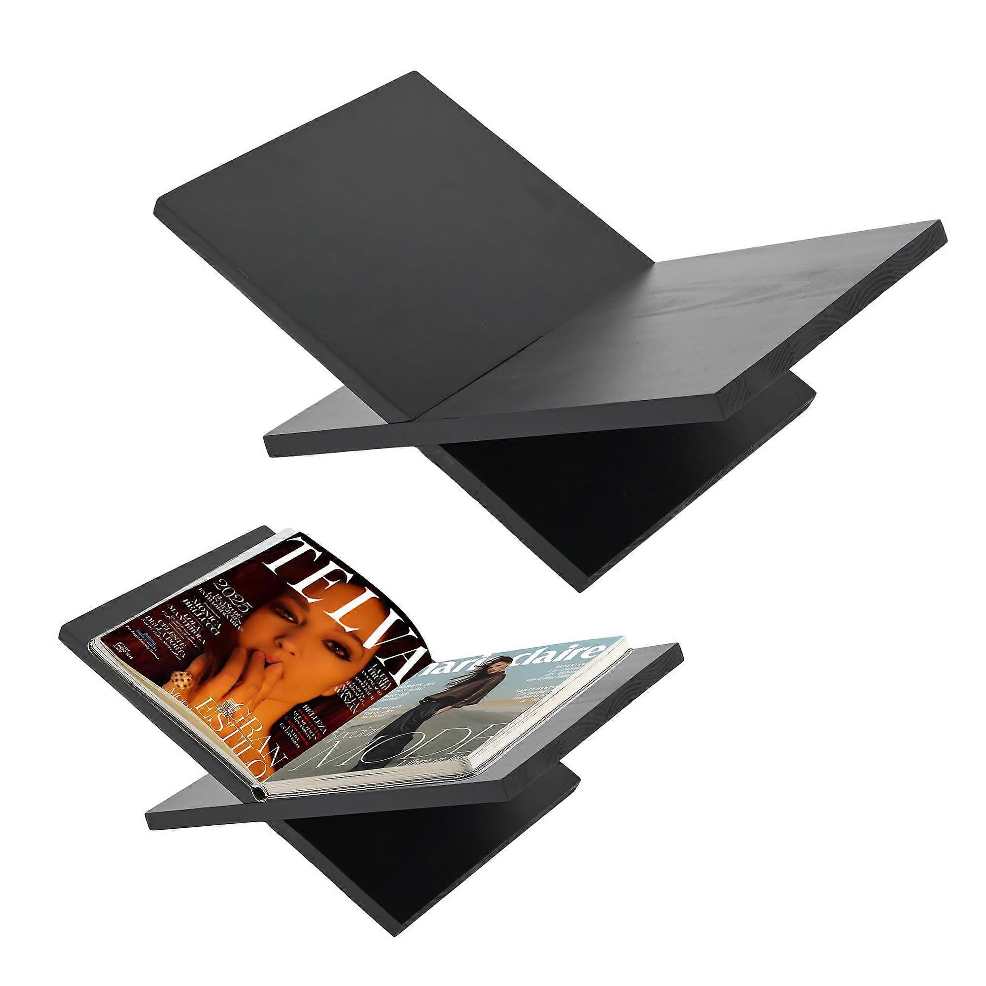 40x24x14cm Wooden Open Book Display Stand, Detachable X-Shaped Reading Stand for Cookbooks, Textbooks, and Magazines