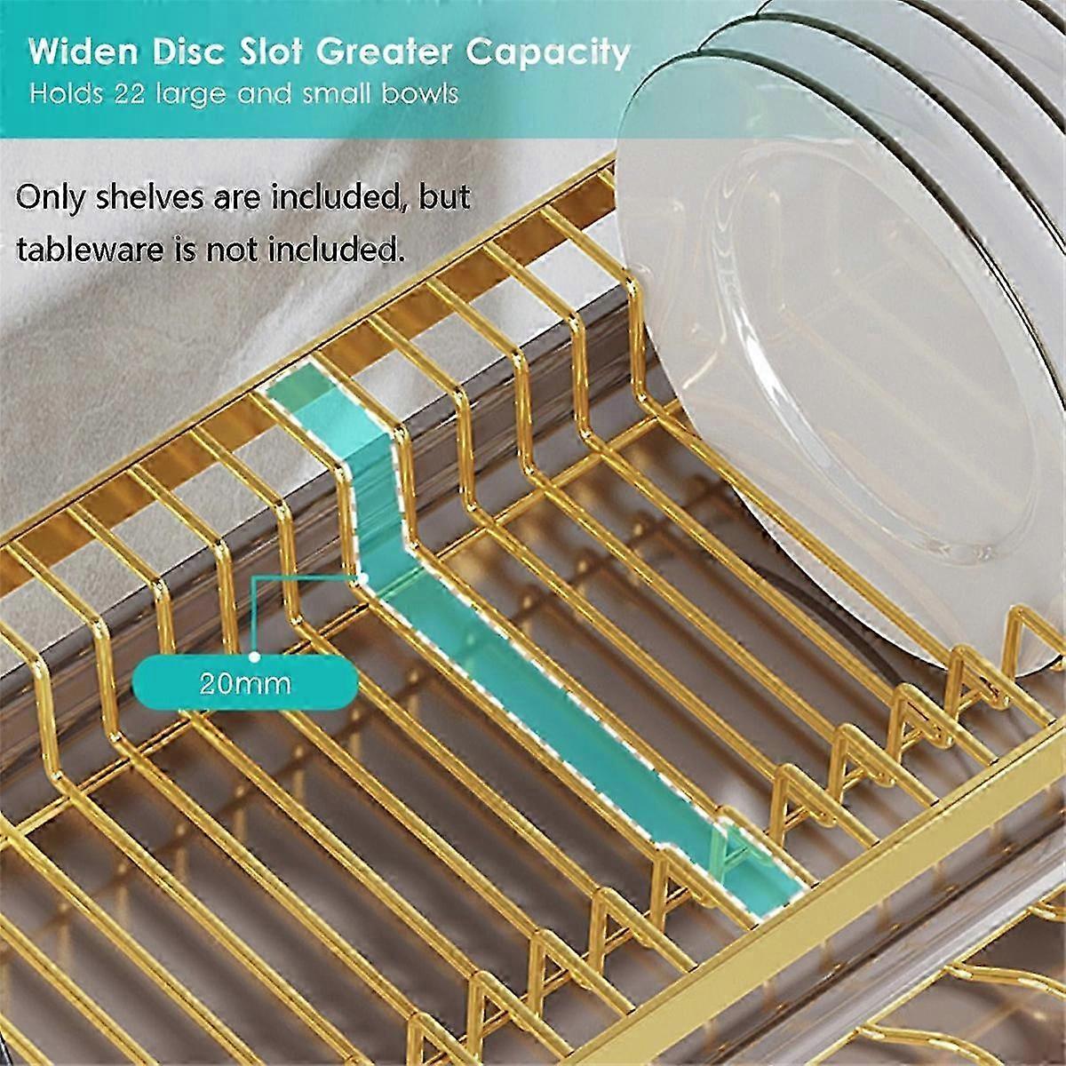 Kitchen Countertop Bowl Rack Tableware Storage Rack,Green &amp; Gold