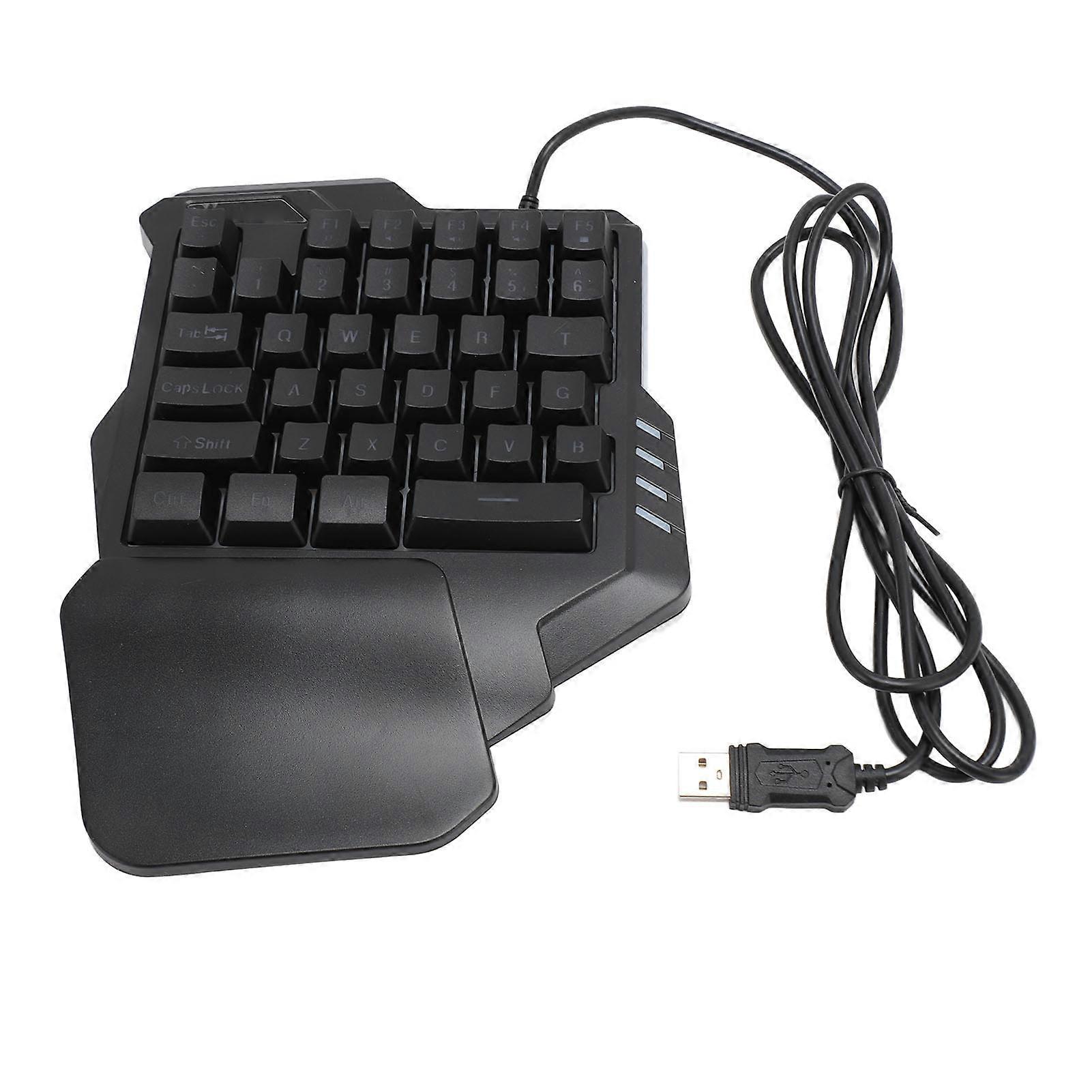 One Handed 35-Key Gaming Keyboard USB Backlit Black Controller
