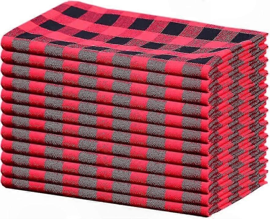 Serviettes en tissu à carreaux, ensemble de 12, 18x18 pouces, linge de table de style ferme pour la salle à manger