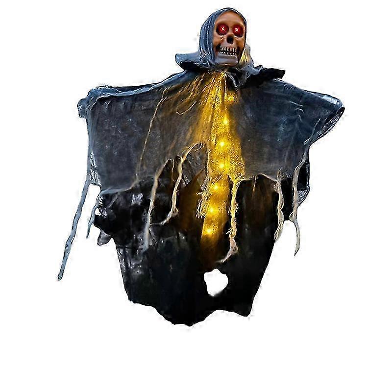 Skull and Hanging Ghost Decorations, 85*60 cm, Creating a Spooky Atmosphere--With light string