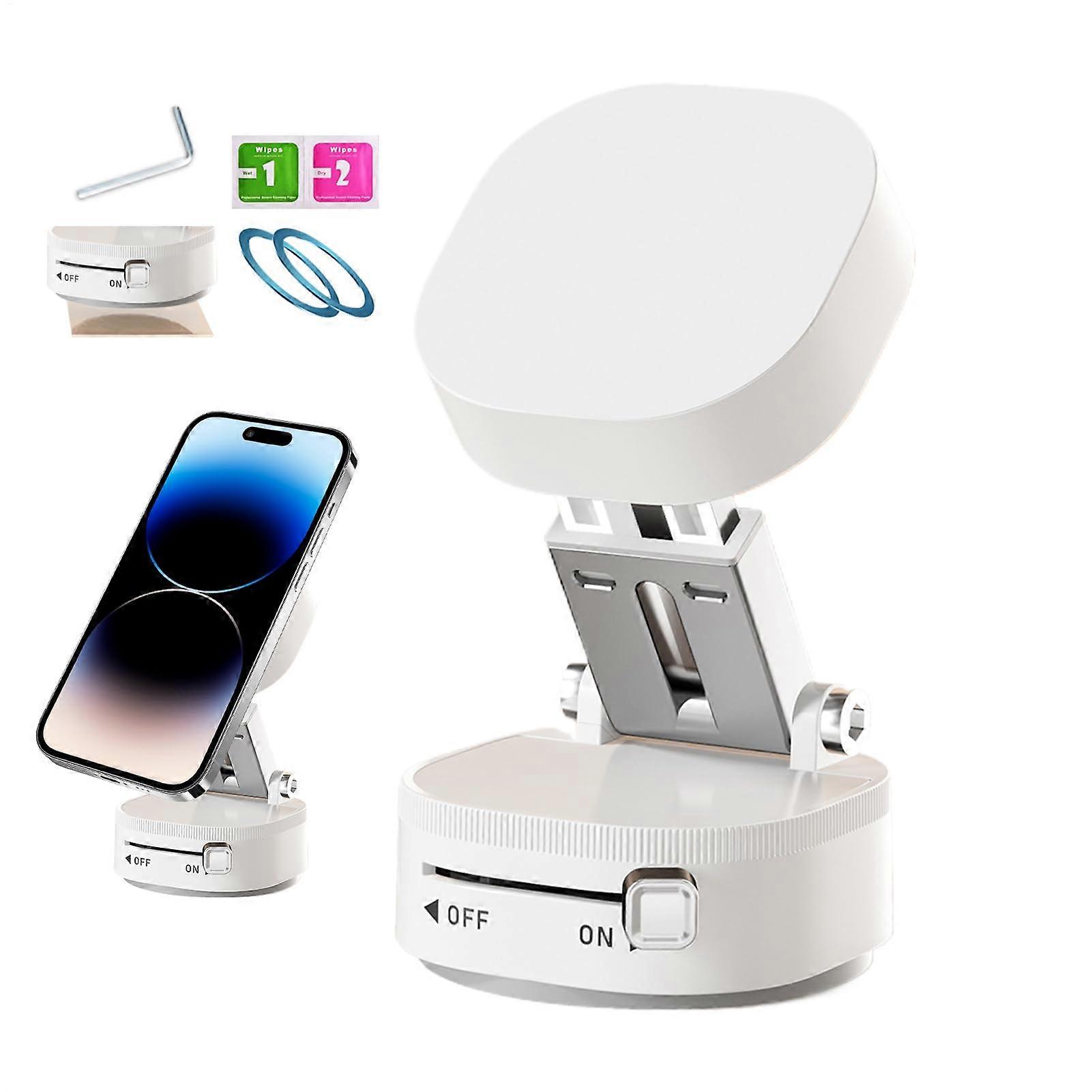 Magnetic Phone Holder Car Mount, 360Degree Rotatable, Foldable Cradle, Dashboard And Windshield Compatible, White