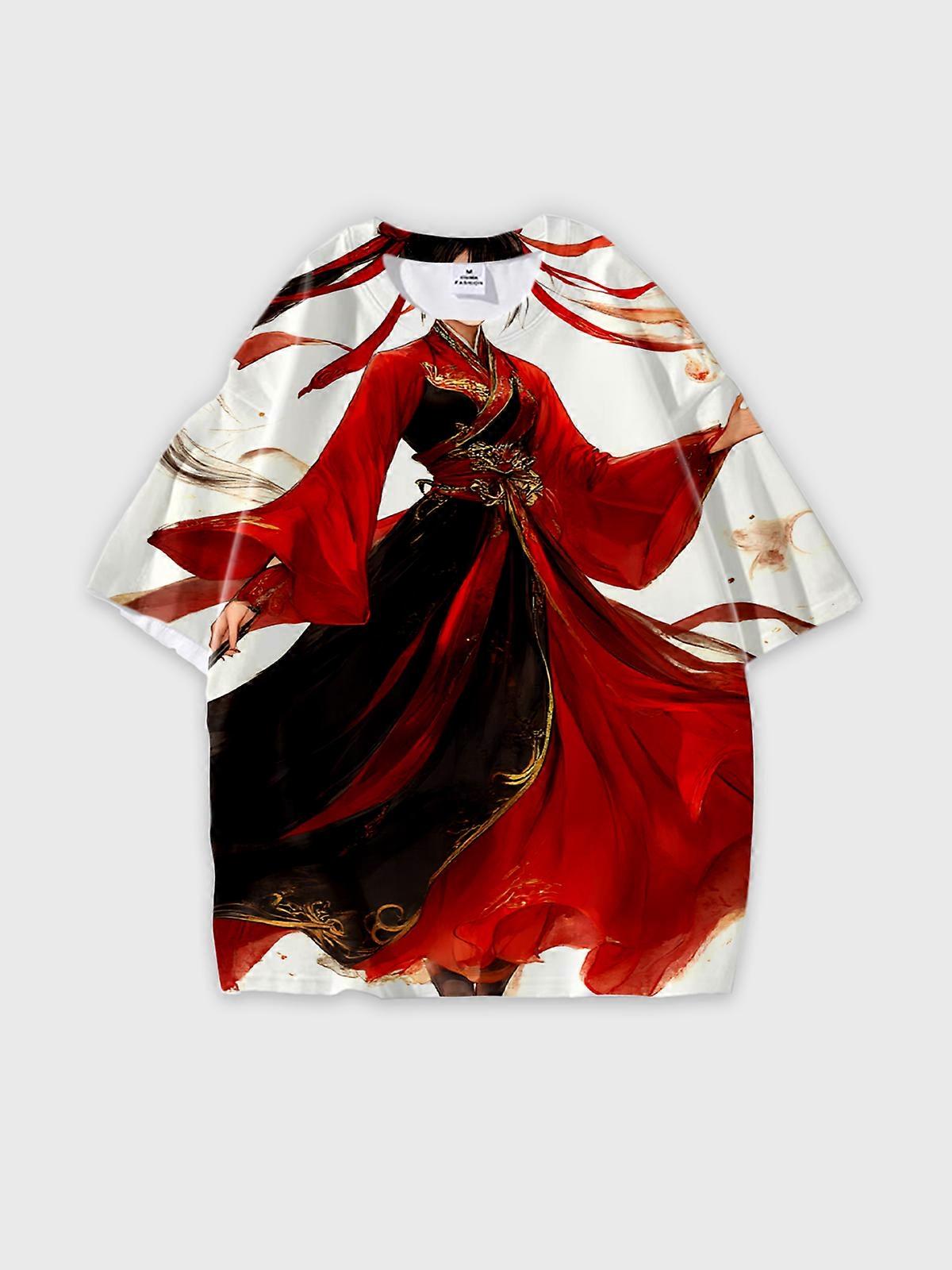T-Shirt Round Neck, Loose Short Sleeve Pattern Graphic Tee, Unisex Summer Casual Top W2165