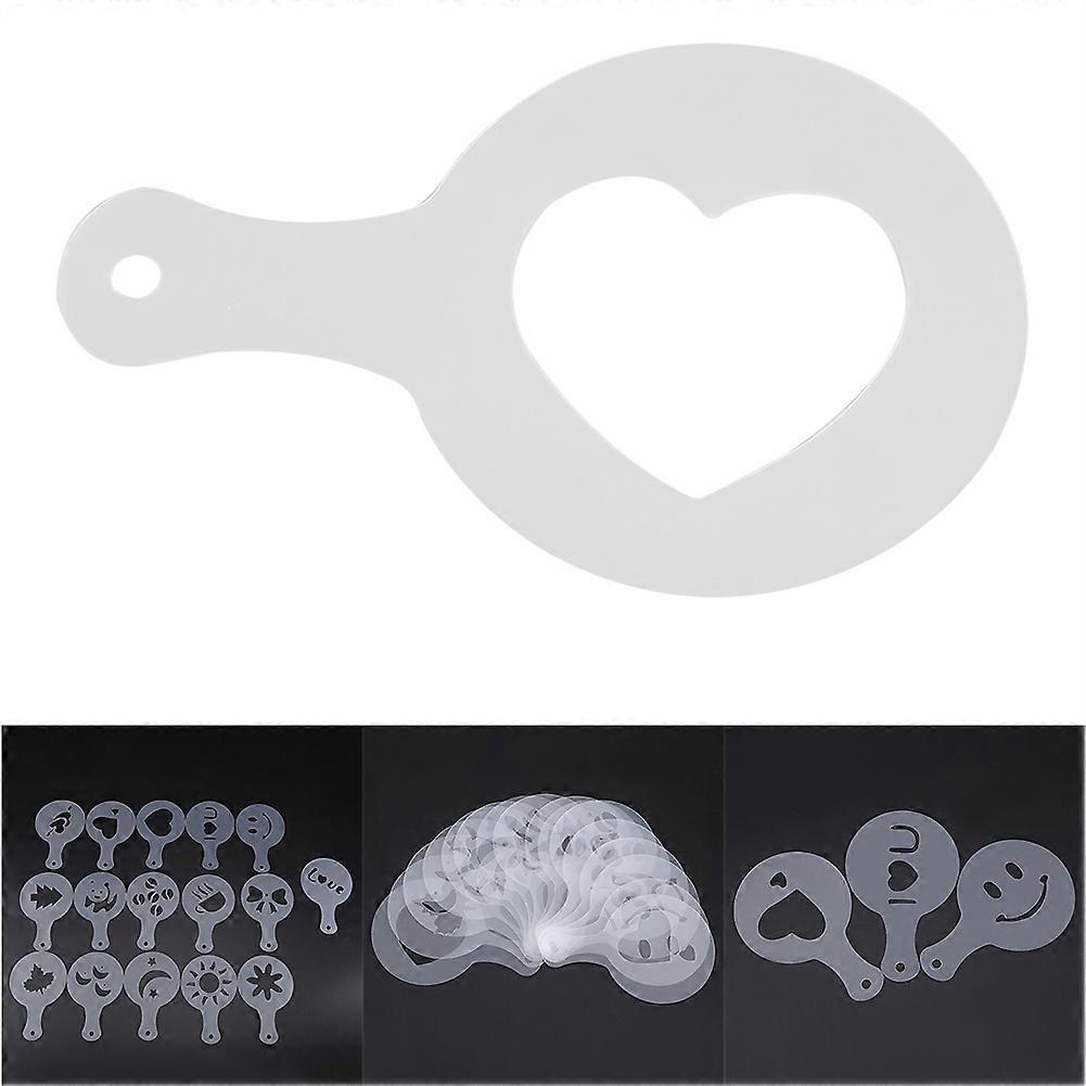 16pcs Plastic Coffee Stencils Set with 6x7.8cm Silver Shaker