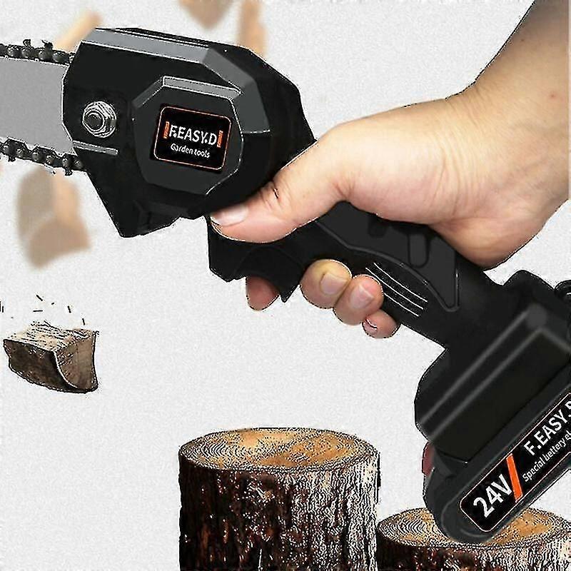 Battery Powered Chainsaw Handheld Cordless Chainsaw With Charger And 2 Batteries - Red