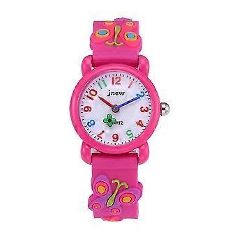 3D-Cartoon-Uhr Kinder Quarzuhr Silikon-Kautschuk-Armband-Armband-Studenten-Zeituhr-Armbanduhr für Jungen Mädchen Rosy
