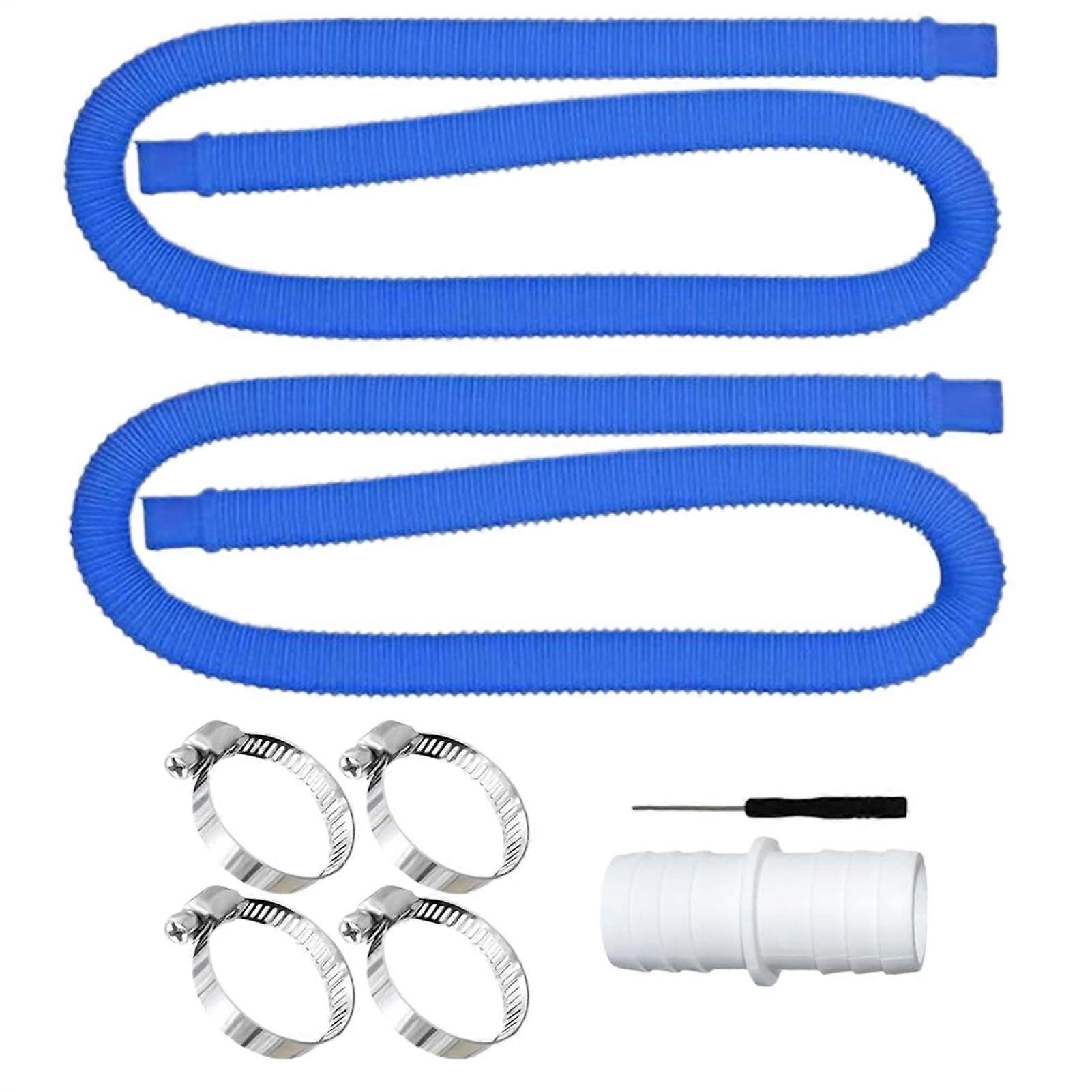 Swimming Pool Hoses 39Inch Flexible Hose With 4Clamp Connector Spa Connections For Manual Vacuuming Waterfall Blue