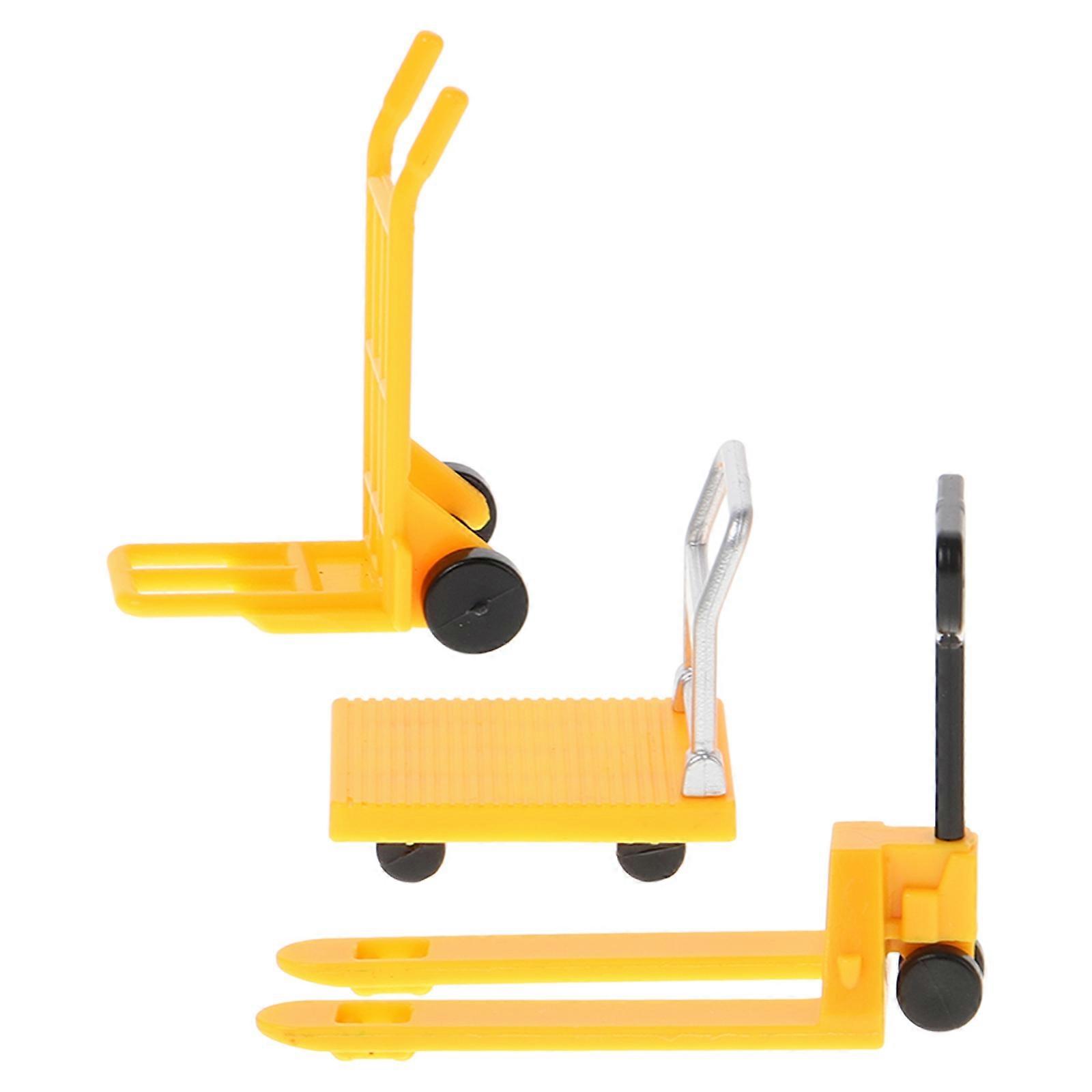Miniature Platform Cart Plastic Toy for Decoration 2Sets of Yellow Construction Tools