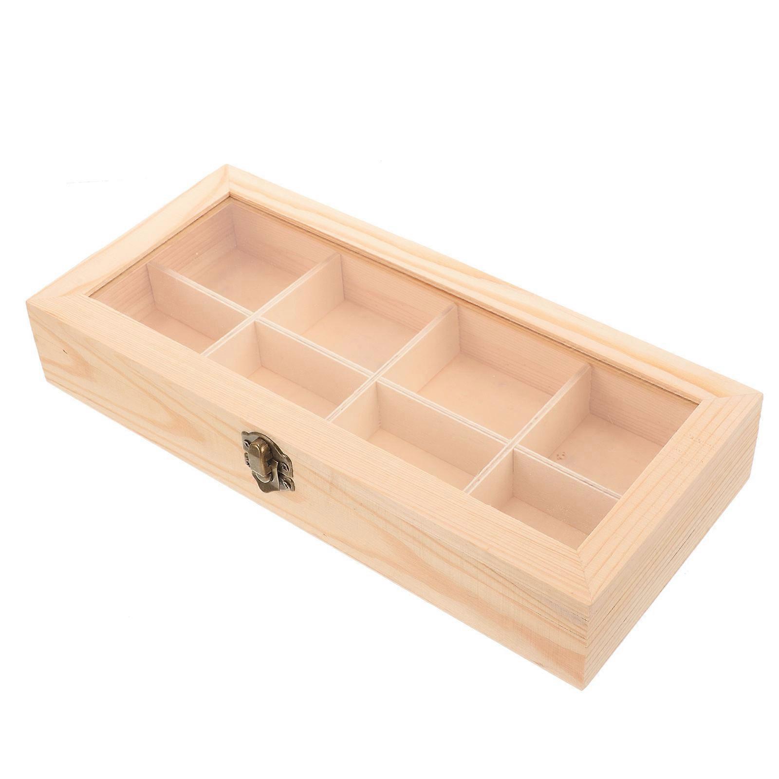 Wooden Storage Box with Compartments for Tea Bag Storage 2Pcs Multipurpose