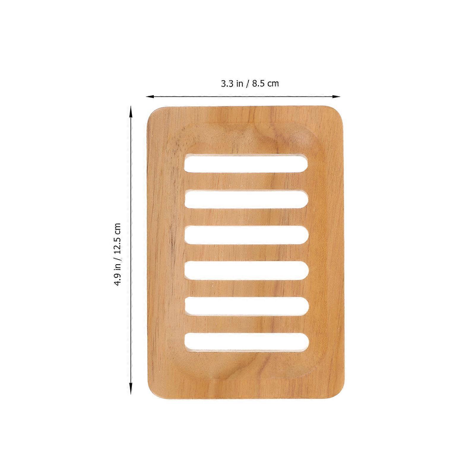 Khaki Wooden Soap Holder for Storage Use 5Pcs Soap Display Rack