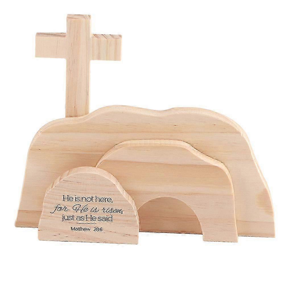 Easter Resurrection Scene Wooden Ornaments for The Home Table Jesus Nativity Scene Decorations Christian Figurine Ornament