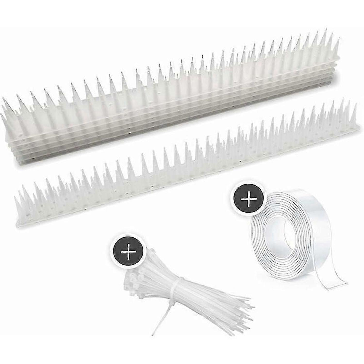 Pigeon Spikes Over 5m Bird Repellent with Extra High Spikes for Balconies, Fences and Roofs with Waterproof Adhesive Tape and Cable Ties Pack of 1