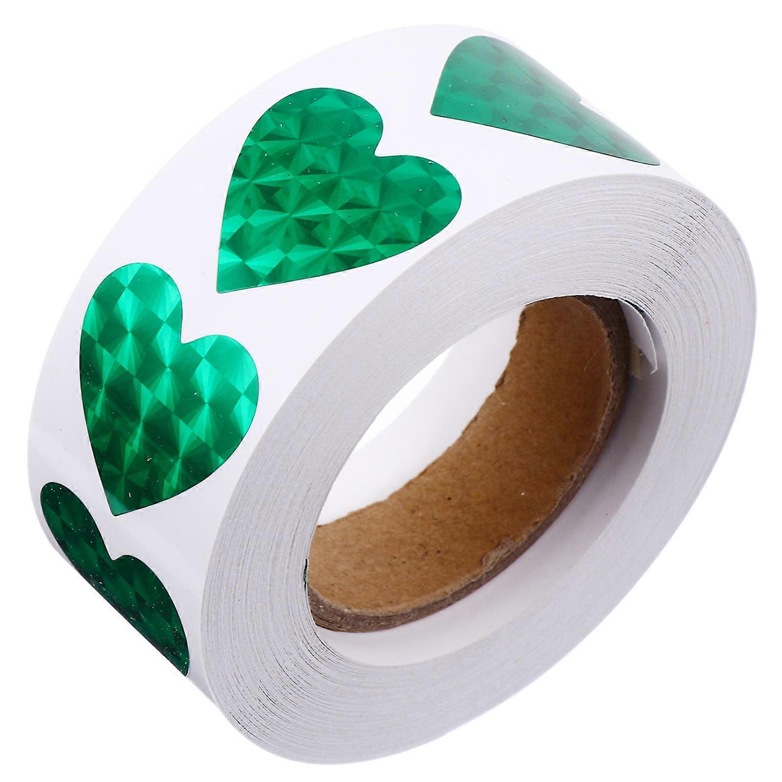 Heart Shaped Label Stickers for Decoration Use 1 Roll Green