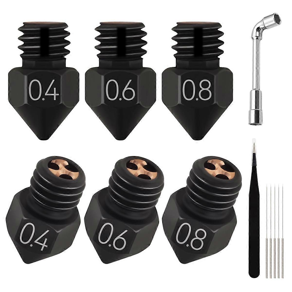 MK8 Hardened Steel High Flow Nozzle Kit,High Speed 3D Printer Nozzles