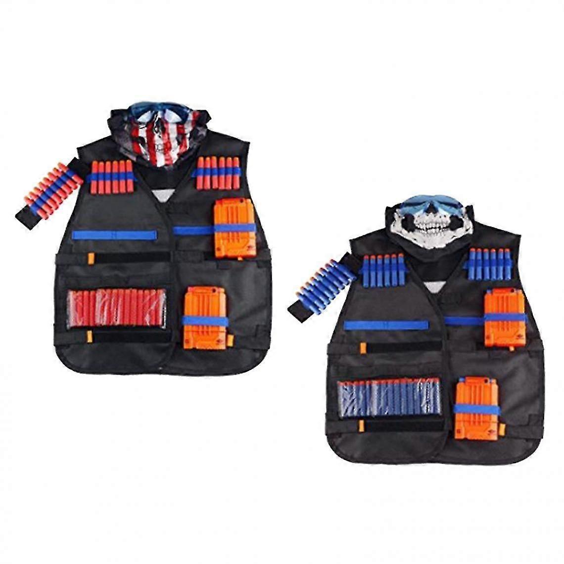 Kids Tactical Vest Accessory Kits With Wrist Band Reloading Clips Tube Mask