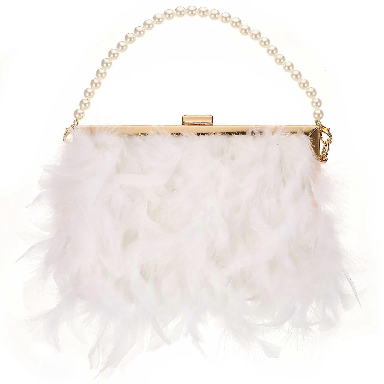 Cross Body Purse Pearl Chain Strap Shoulder Bag 2Pcs for Ladies