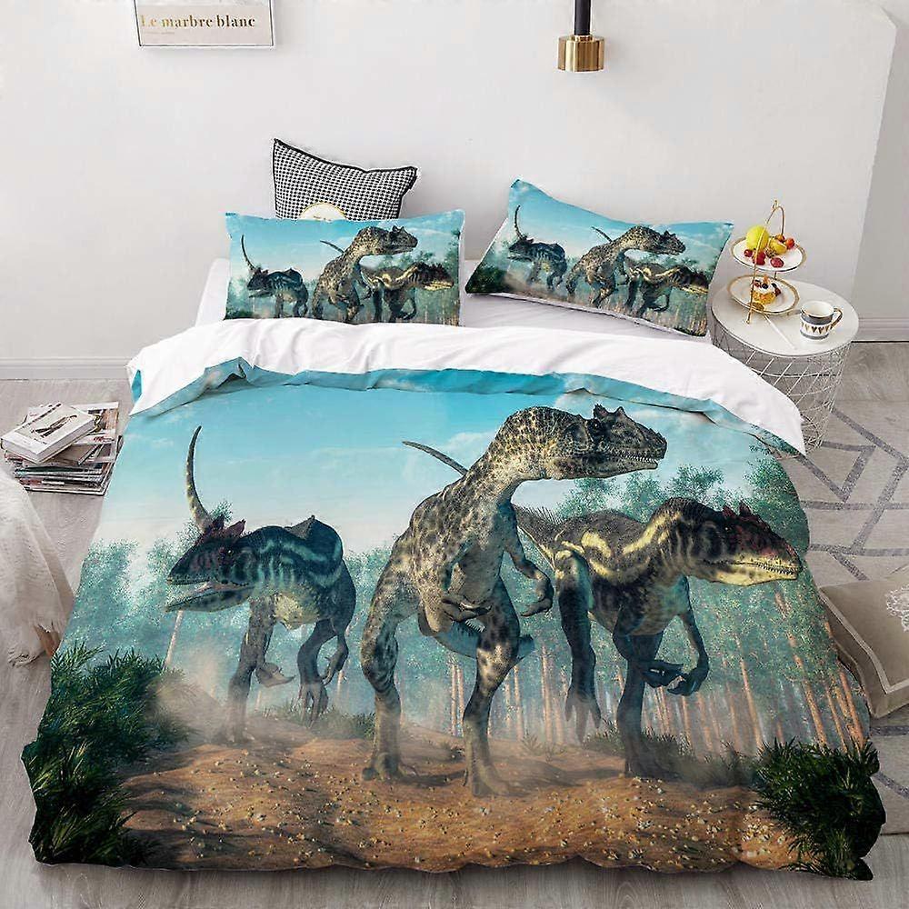 d89 3D Printed Duvet Cover Double  Cartoon Animal Dinosaur 3 Pcs Bedding Set With Zipper Closure + 2 Pillowcases Ultra Soft Hypoallergenic Microfiber 