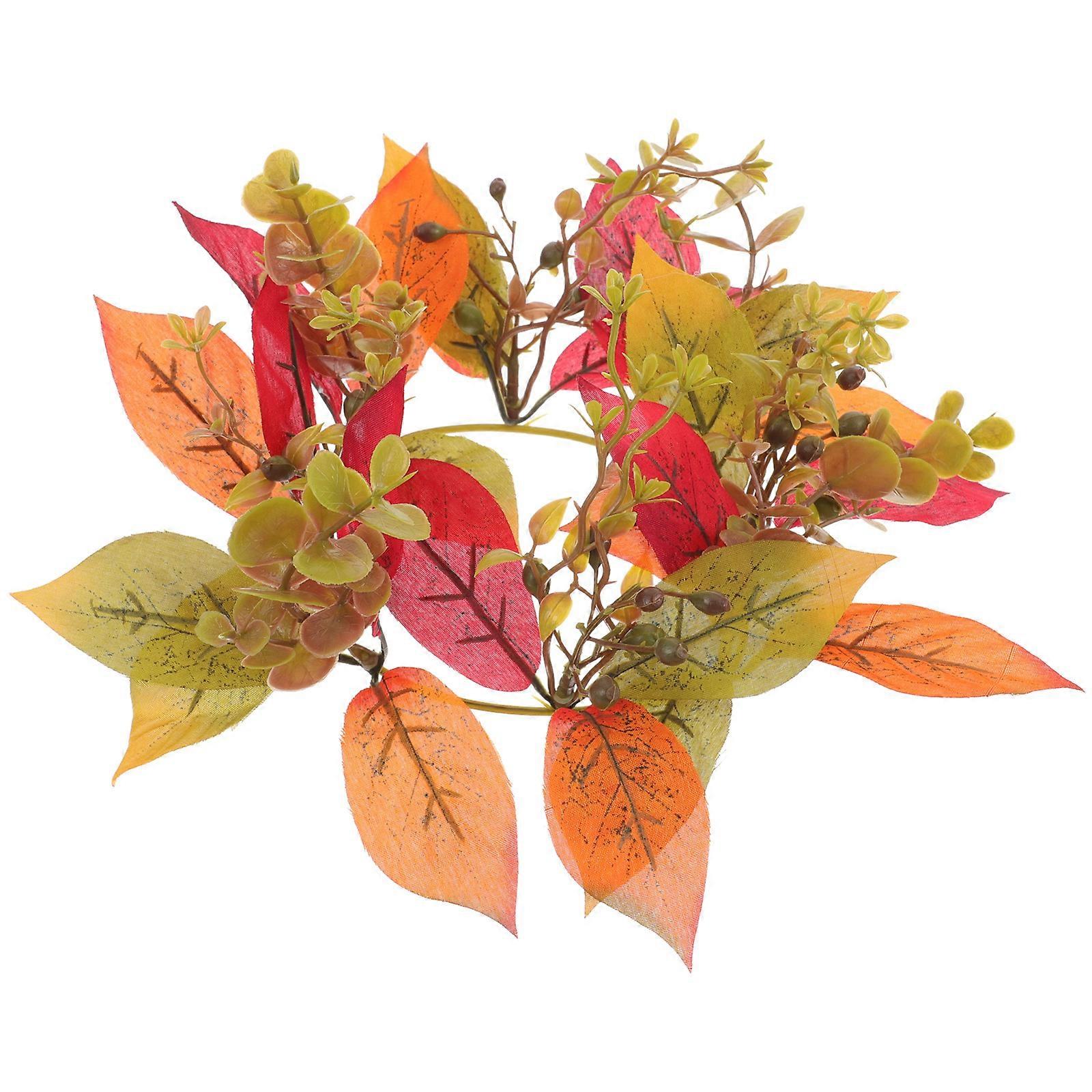 Candle Ring Wreath for Thanksgiving Table Centerpiece 4Pcs