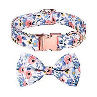 Universellt Husdjurshalsband Blommönster Tryck Justerbart Spänne Elastiskt Halsband Sött Halsband Anti-förlorade Tillbehör