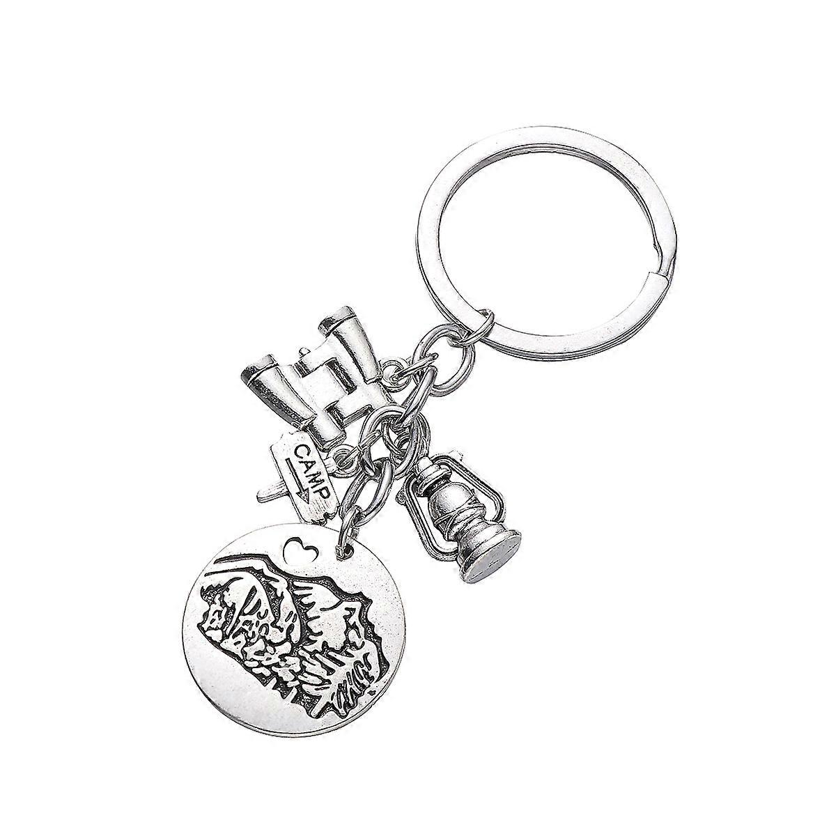 Gift Key Rings Camping Telescope Design for Hanging Keys 2Pcs Silver