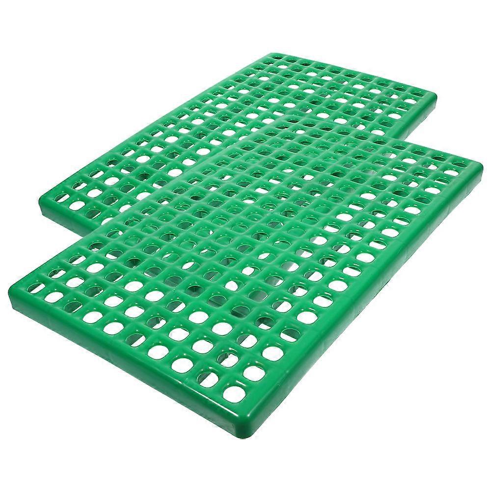 Pet Cage Accessories 4Pcs Green Plastic Floor Mat for Hamster Rat Chinchilla Drainage Rectangular Shape