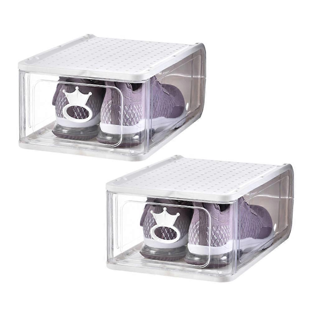 Thickened Detachable Shoe Boxes Organizer For Entryway And Closets Small Size Grey Stackable 5Pcs
