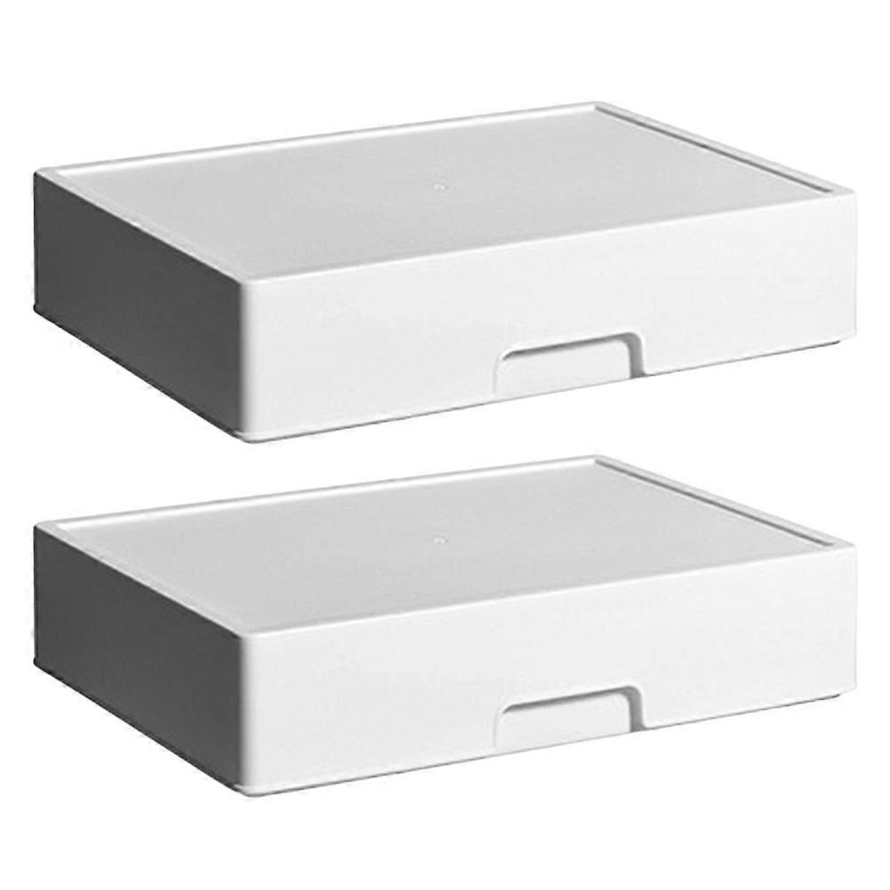 Plastic Drawer Storage Box for Home White 6Pcs with Label Organizer