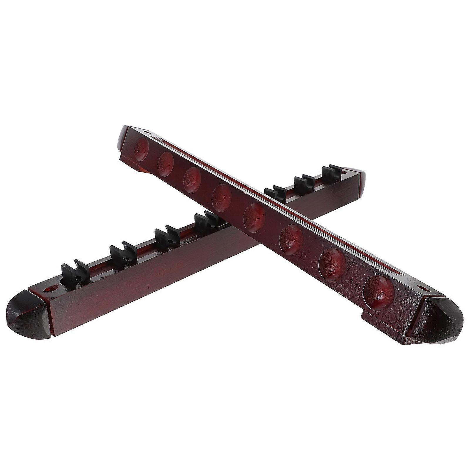 Wood Cue Rack Wall Mounted Storage Pole Rack Dark Red For Game Room Accessories 1 Set