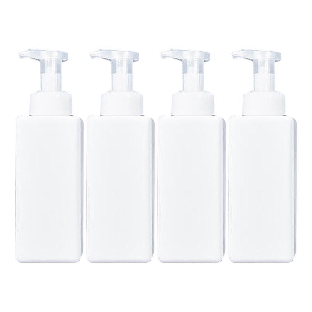 Refillable Lotion Bottle White 650ml Tetragonal Storage Container Portable Home Use 4Pcs