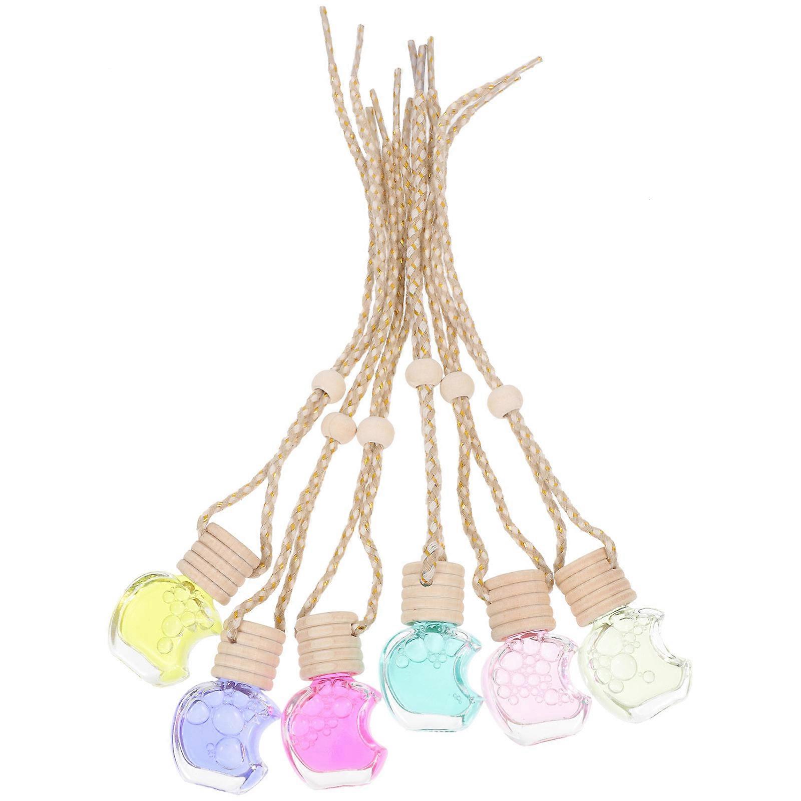 Glass Car Essential Oil Diffusers for Decoration 6Pcs with Wood Material