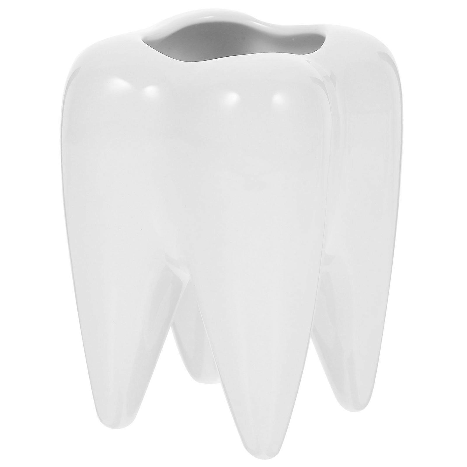Plant Pot Ceramic Pot for Storage Use 3Pcs White Unique Tooth Shape Pots