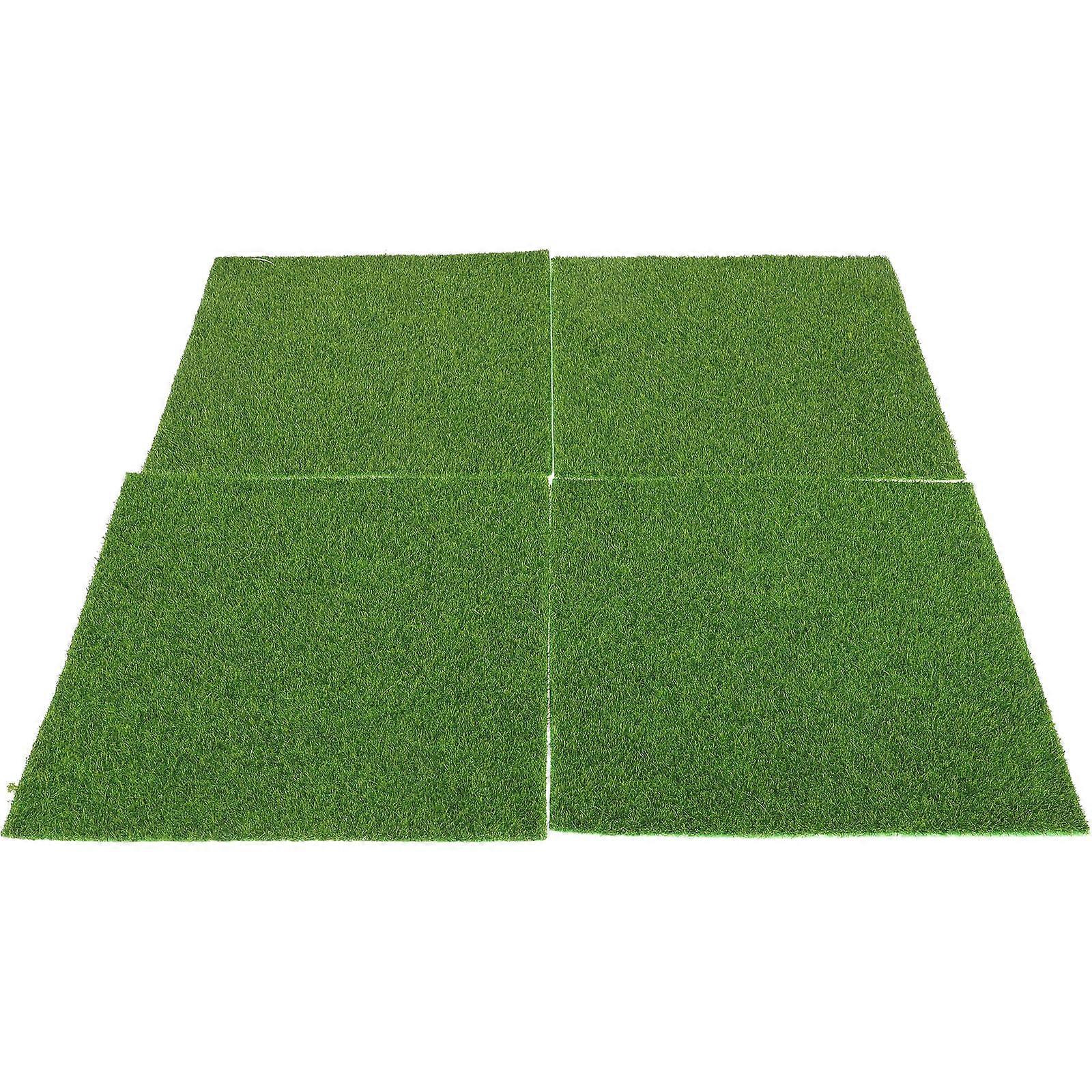 Miniature Ornament Garden Mini House for Decoration Use 4Pcs Artificial Grass