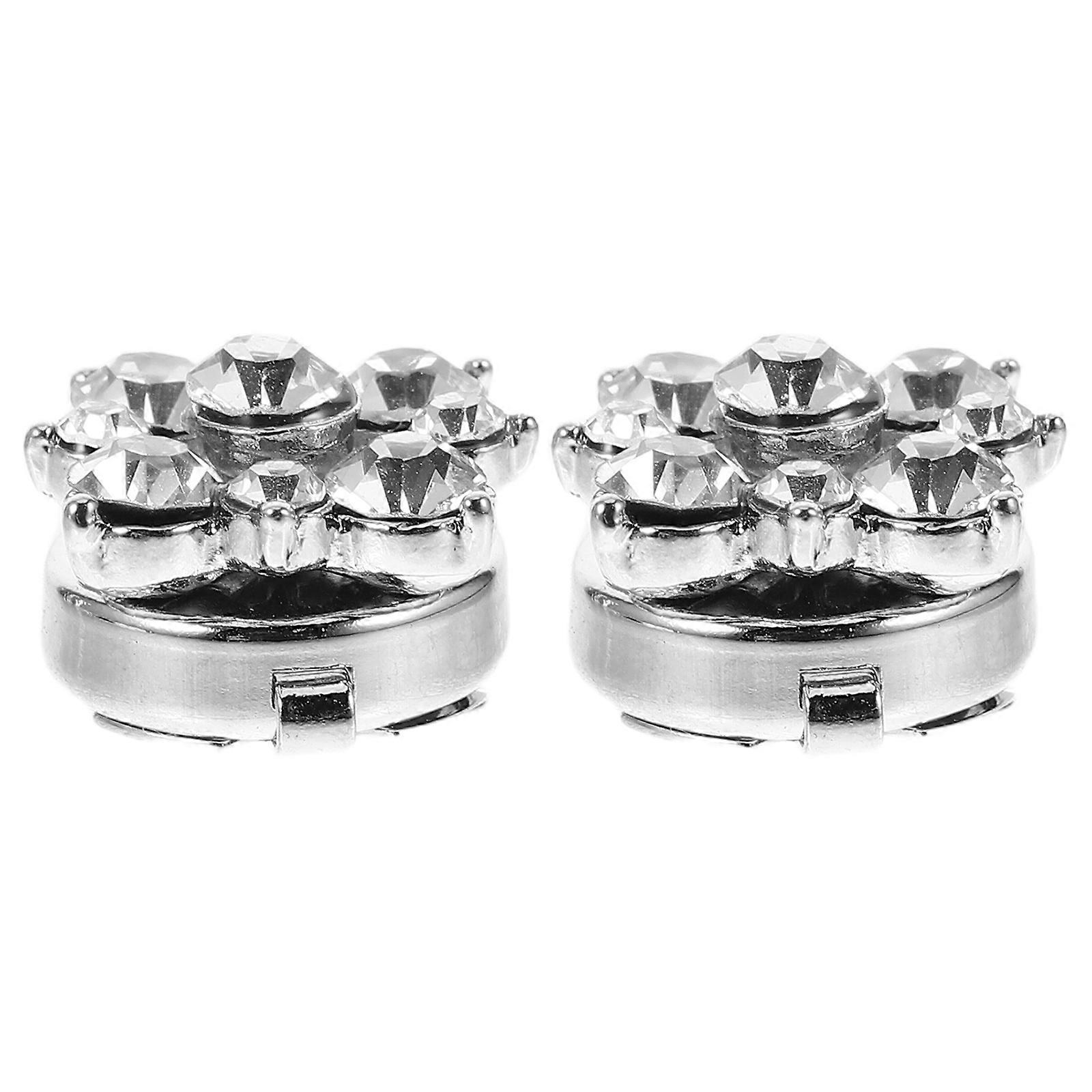 Rhinestone Sleeve Buttons for Business Shirts 6Pcs Silver Button Covers Set