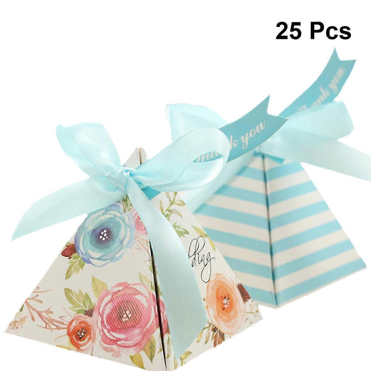Box Candy Triangle Wedding Candy Box for Decoration and Storage 25Pcs
