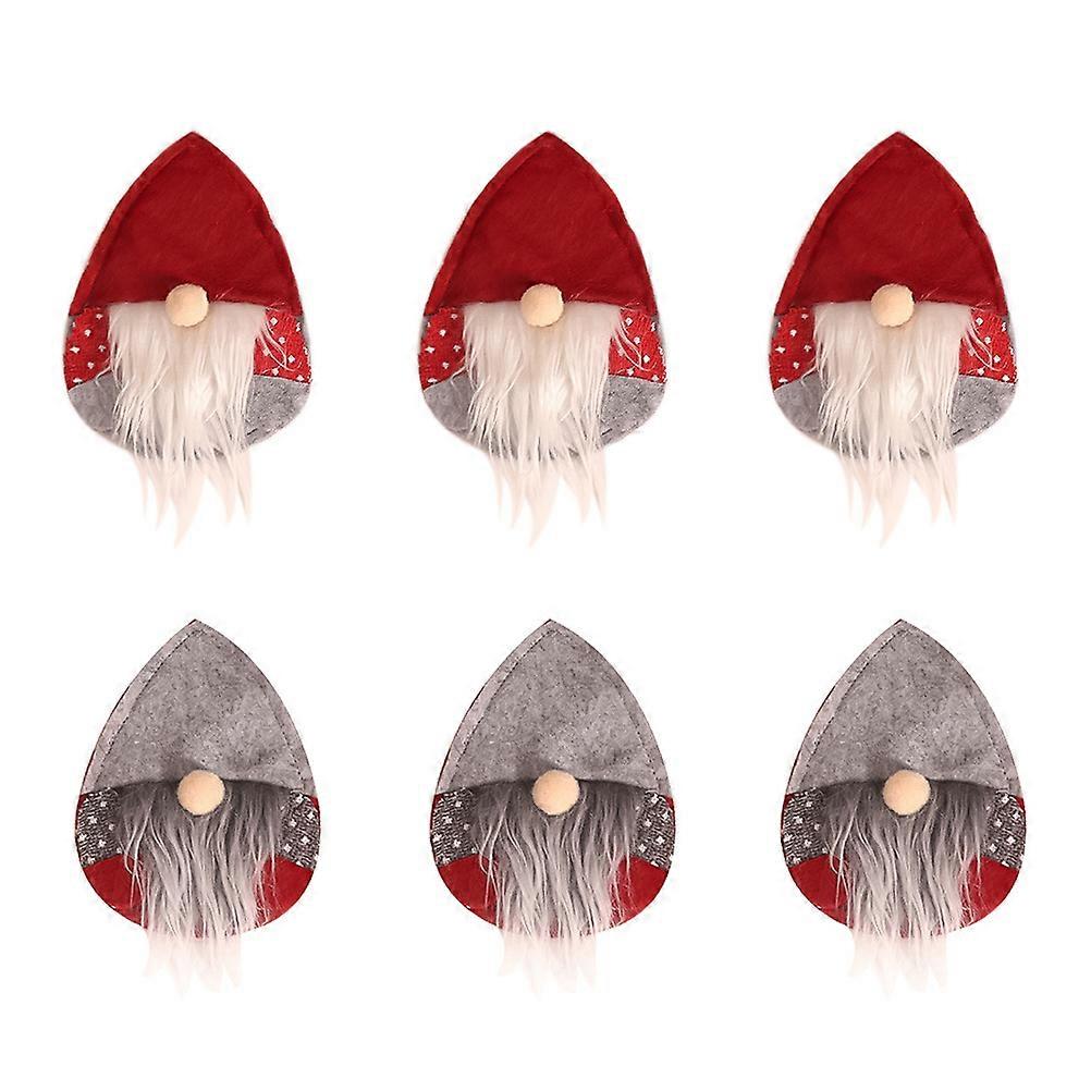 12Pcs Christmas Tableware Holder for Silverware Bag in Red Grey