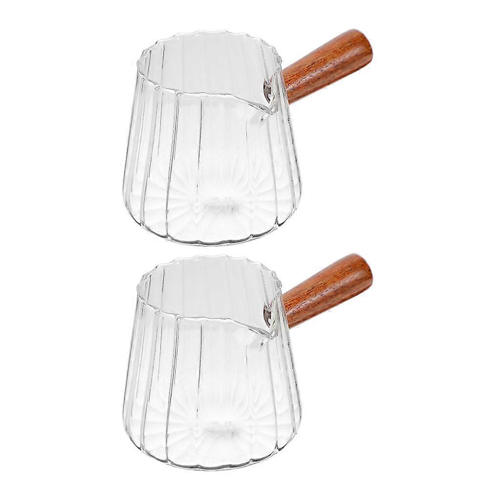 Coffee Measuring Milk Cup Set With Wooden Handle For Home And Commercial Use Multi Functional 8 Pcs Glass Pitcher