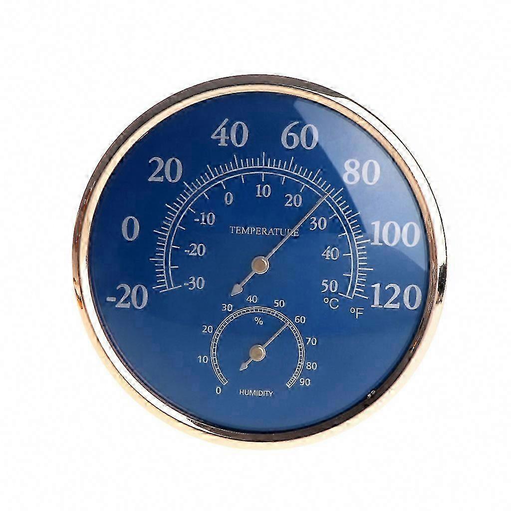Blue Round Humidity Gauge Indoor Thermometer with Temperature Monitor for Home Wine Cellar