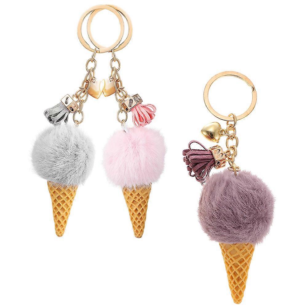 Creative Plush Ice Cream Keychain Key Decoration For Friends Teens Assorted Color 6Pcs