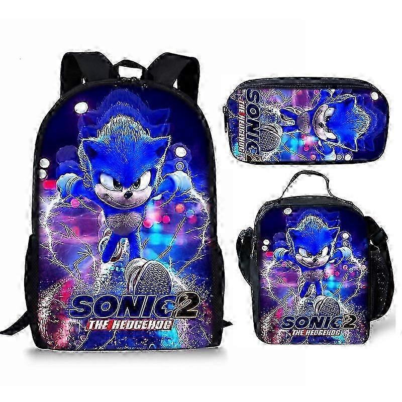 Sonic Backpack Sonic Elementary School Bag Lunch Bag Pencil Bag Three-piece Set 54-NMAOV