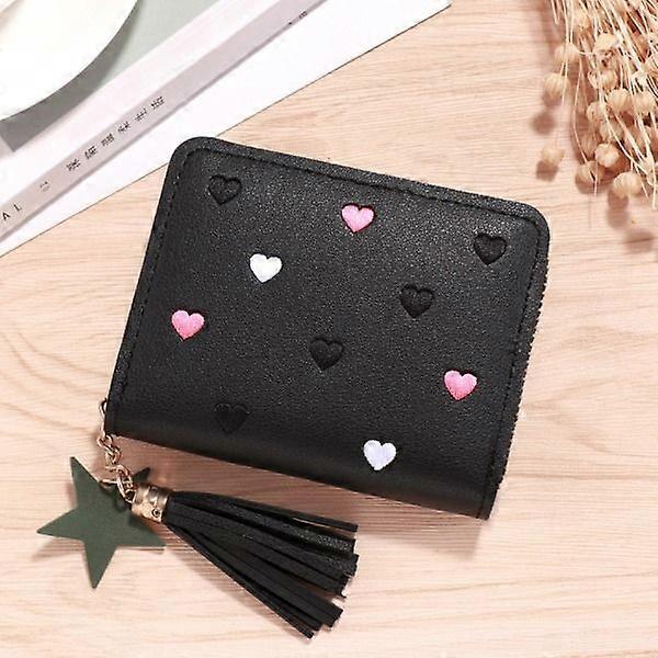 Small Women's Wallet Mini Tassel Wallet Black