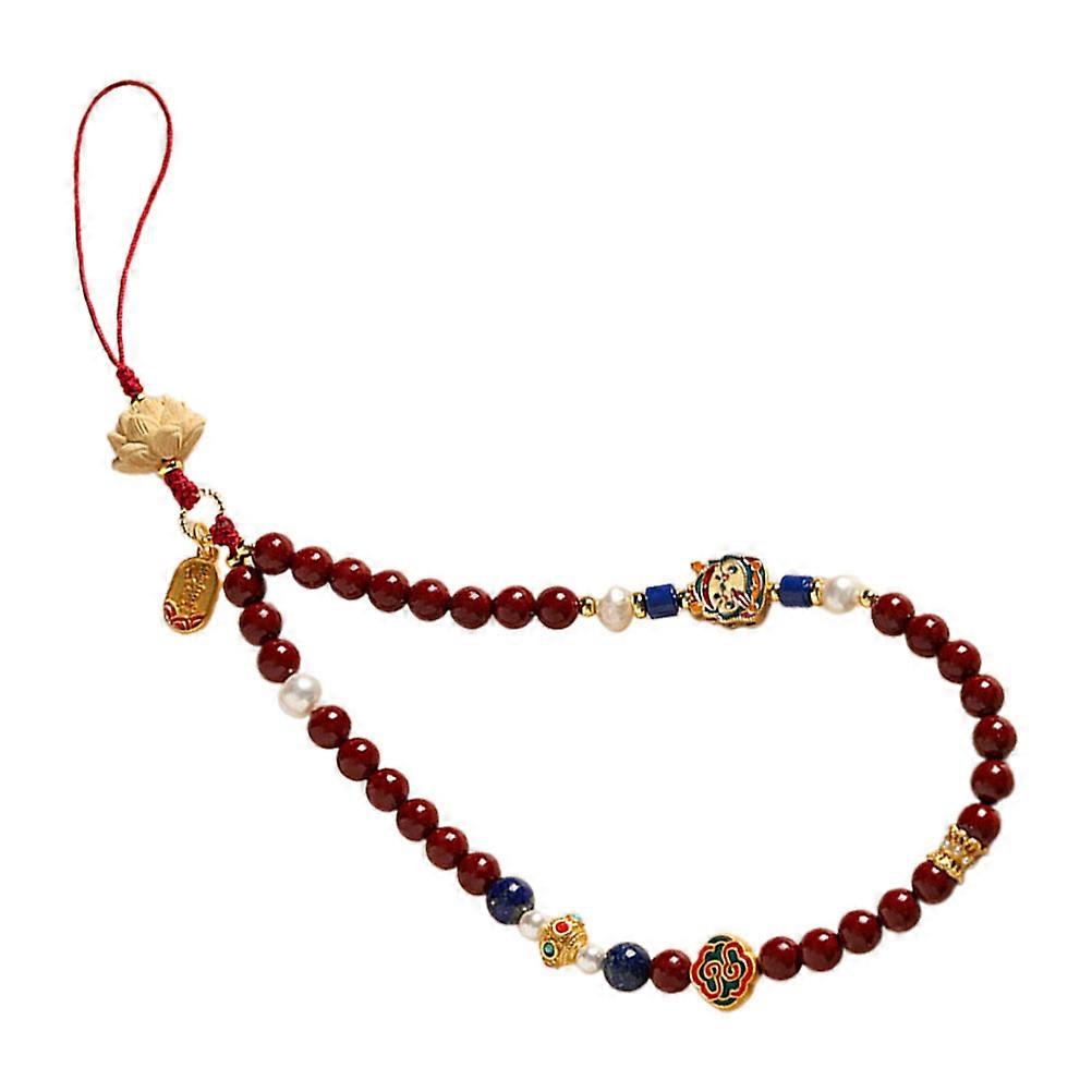 Pearl Phone Charms Lotus Strap for Anti-Lost Use 3Pcs Beaded Lanyard
