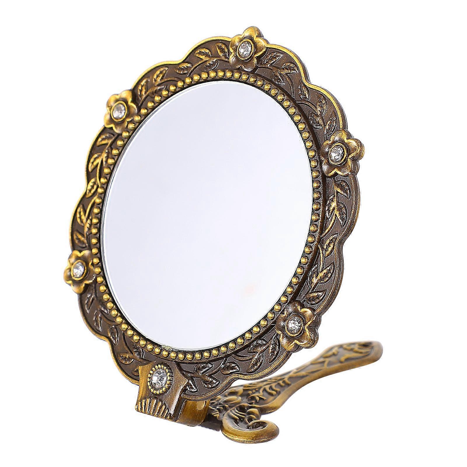 Handheld Mirror Crystal Makeup for Portable Use 2Pcs Folding Cosmetic Mirror