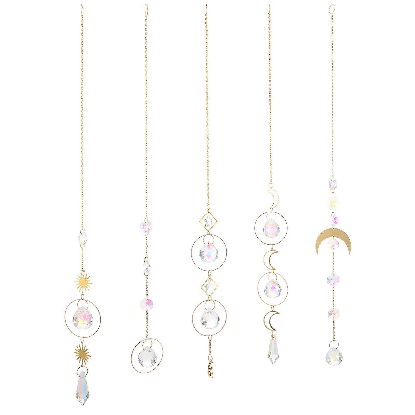 Crystal Garden Pendants for Decor with 25Pcs Moon Star Crystal Beads Set